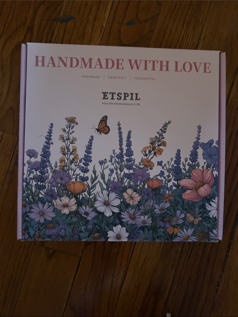 Handmade With Love Floral Box - Pink & Lavender
